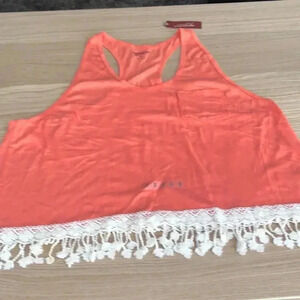 🆕Arizona Plus-size Lace Edge Detail Coral Crop Top XXL🆕